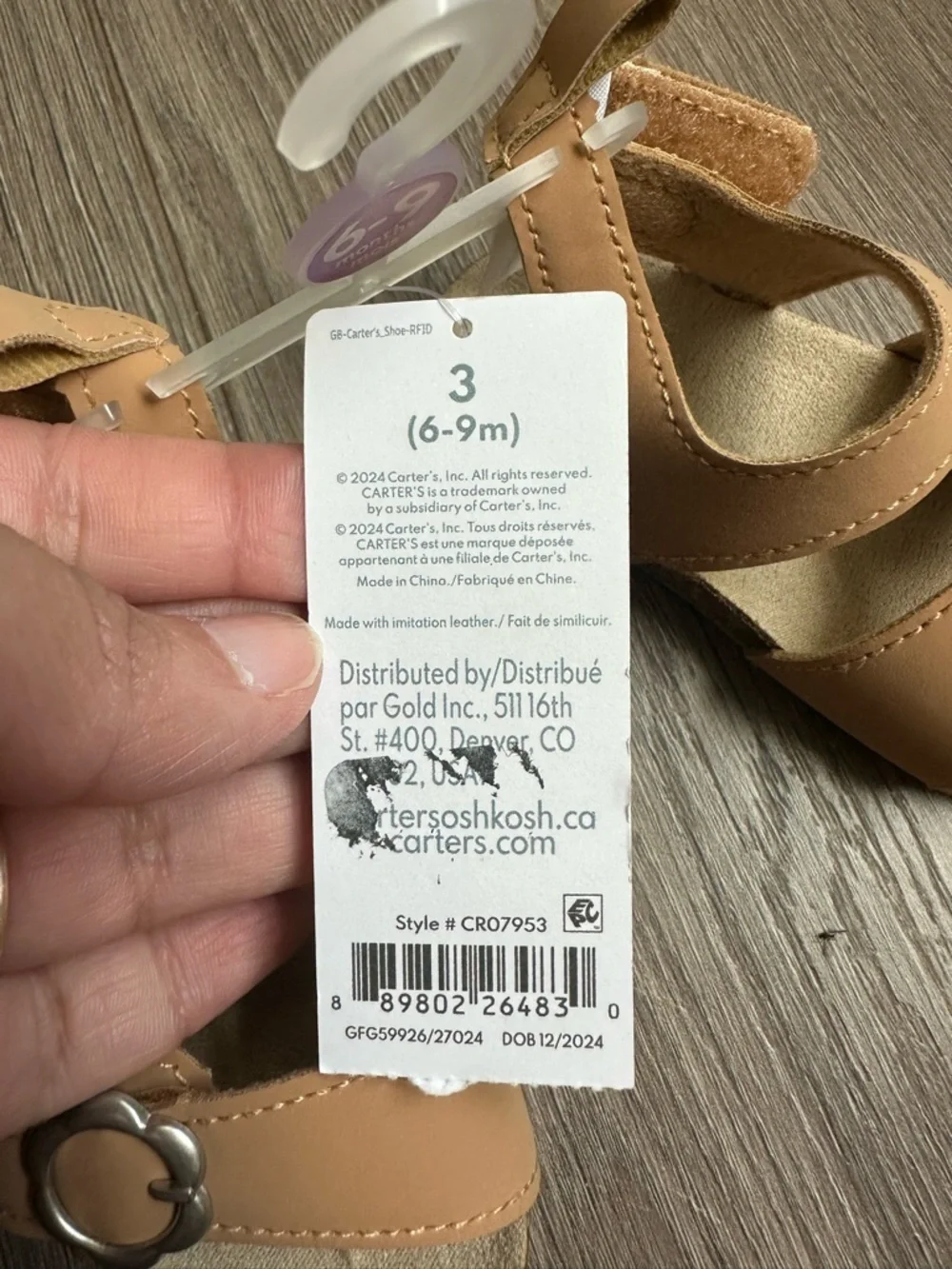 Carter's Toddler Tan Strappy Sandals with Flower Buckles